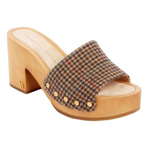 Veronica Beard Hannalee Tan Houndstooth Clog Sandal